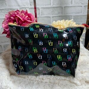 Dooney & Bourke Black Multicolor Logo Cosmetic Bag